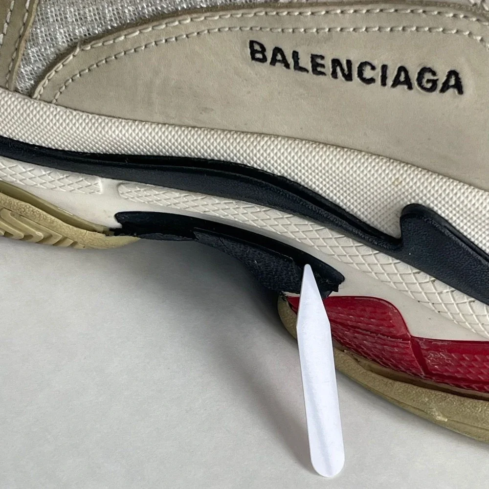 Balenciaga Triple S Sneakers Size 45 / US 11 Beige White Red Distressed